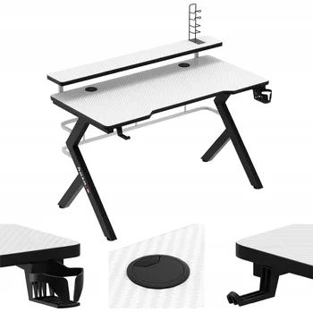 Počítačový stůl Huzaro herní počítačový stůl pro hráče s držáky HERO 5.0 bílý