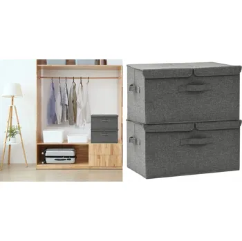 Úložný box Antracitové Úložné Boxy, 2 ks, 50x30x25 cm, Látkové