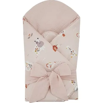 Zavinovačka EKO Zavinovačka mušelínová s kokosovou vyjímatelnou vložkou My farma Muselin Powder pink 75x75 cm