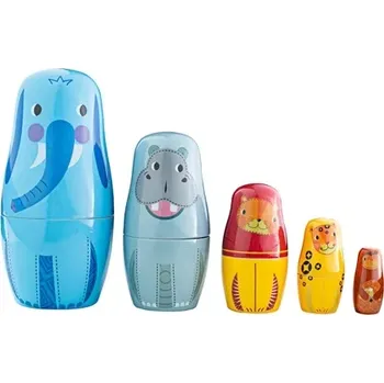 Dřevěná hračka Tidlo Matrjoška zvířátka v džungli - poškozený obal