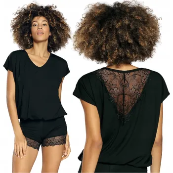 Dámské pyžamo Dkaren dámské pyžamo viskóza černé barvy, velikost XXL