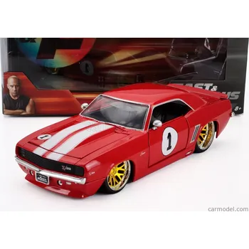 autíčko Jada Chevrolet Camaro N 1 Racing Coupe 1969 1:24 Červená Bílá