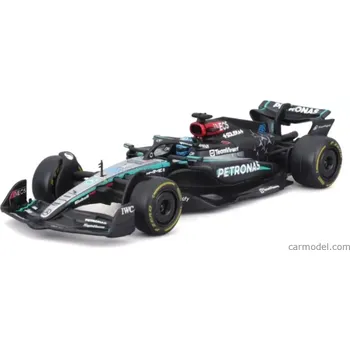 Bburago Mercedes gp F1 W15 Eq Performance Team Amg Petronas Motorsport N 63 Season 2024 George Russell - With Pilot And Showcase 1:43 Černá Stříbrná Zelená