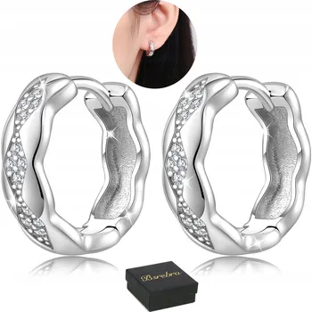 Náušnice Stříbrné náušnice kruhové náušnice 925 s kubickým zirkonem, dámské STŘÍBRO kruhy