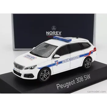 autíčko Norev Peugeot 308 Gt Sw Station Wagon Police Municipale 2020 1:43 Bílá