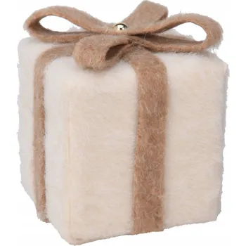 Vánoční dekorace Vánoční dekorace dáreček 13cm KRÉMOVÁ ozdoba pod stromeček DÁREK