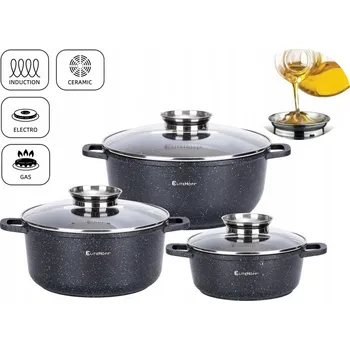 Sada nádobí MODERNÍ SADA HRNCŮ, MARMOROVÉ HRNCE 6 ks ELITEHOFF 7061