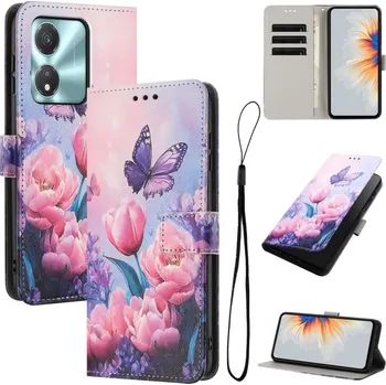 Pouzdro na tablet VSECHNONAMOBIL 126737 ART Peněženkový obal pro Honor X5c Plus PINK BUTTERFLY