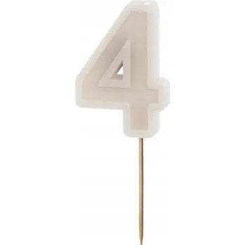 Dortová svíčka Svíčka na dort " Číslice 4", béžová, PartyDeco, 10 cm