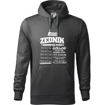 Pánská mikina Hodinová mzda zedník - Mikina pánská Cape s kapucí - 4XL ( Tmavá břidlice (šedá se zeleným nádechem) )