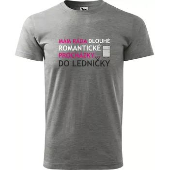 Sablio Tričko s potiskem Mám ráda dlouhé romantické procházky - šedé 2XL