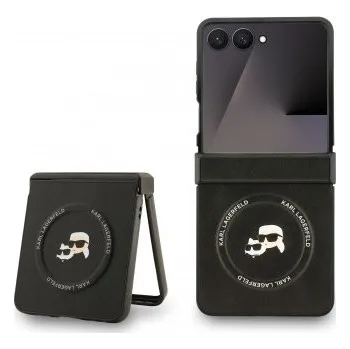 Pouzdro na mobilní telefon Karl Lagerfeld PU Karl and Choupette Heads Magnetic Zadní Kryt pro Samsung Galaxy Z Flip 7 Black