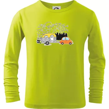 Chlapecké oblečení S obytňákem v lese - Triko dětské Long Sleeve - 158 cm/12 let ( Limetková )