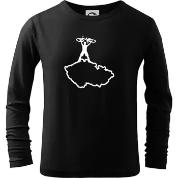 Chlapecké tričko Mapa ČR - cyklista na prsou - Triko dětské Long Sleeve - 122 cm/6 let ( Černá )