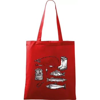 Nákupní taška Rybářský set - Taška bavlněná - 42 x 38 cm ( Červená )