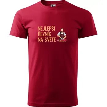 Sablio Tričko s potiskem Nejlepší řezník na světě - červené 5XL