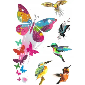 Odstranitelné tetování Tetování dočasné omyvatelné 14,5 x 10,5 cm motýli ptáci barevné