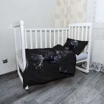 Povlečení Sablio Mikroplyšové dětské povlečení do postýlky BLACK PANTHER z profilu Vesmír - 120x90 / 40x60