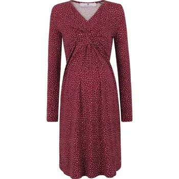 Dámské šaty BELLYBUTTON MATERNITY těhotenské šaty midi s dlouhým rukávem červené velikosti S