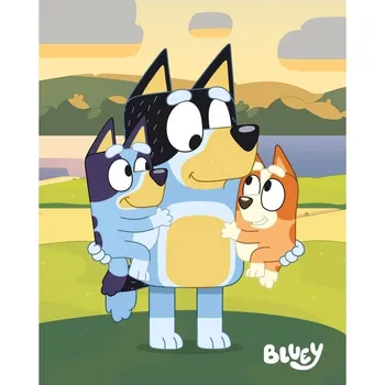 Dětská deka Dětská deka Bluey 120 x 150 cm Halantex deka pejsci Táta Bingo Bluey
