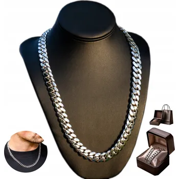 Řetízek Řetízek Naszyjnik Męski Srebrny Gruby 9mm Řetěz Na Dárek Kubánský