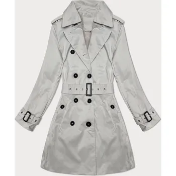 Dámský kabát Světle béžový klasický kabát trenčkot v délce do poloviny stehen (1806#-12) odstíny béžové XXL (44)