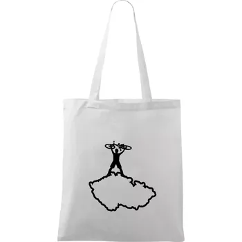 Mapa ČR - cyklista na prsou - Taška bavlněná - 42 x 38 cm ( Bílá )