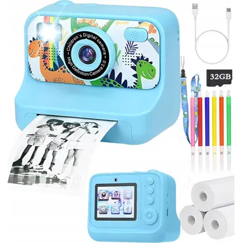 Digitální kompakt Dětský INSTANTNÍ fotoaparát pro barevné fotografie a selfie menu PL hry Drukuś (Tiskouš)