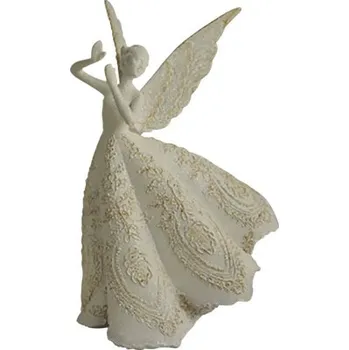Vánoční dekorace Vánoční figurka ANDĚLSKÁ DÍVKA polystone bílá 29x37x23 cm