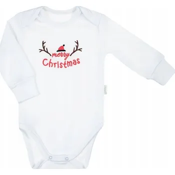 Kojenecké oblečení Kojenecké body s dlouhým rukávem "Veselé Vánoce" bílé Nicol, vel. 92