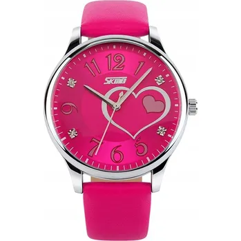 Hodinky Dámské hodinky - SKMEI kožený řemínek se srdíčkem