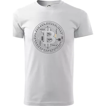 Pánské tričko Bitcoin tištěný spoj - Triko extra velké (5-8XL) - 6XL ( Bílá )