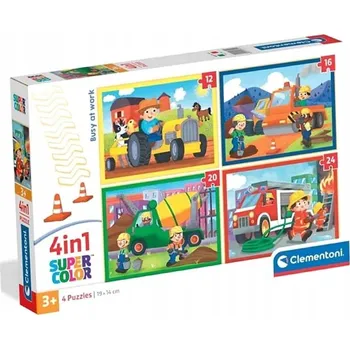 Puzzle Puzzle 4v1 Povolání Den v Práci 21741 Hasiči Den na Vesnici Clementoni 3+