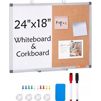 Kancelářský nábytek Korková nástěnka 60x45 cm, hliníkový rám, přírodní barva, dělená uprostřed