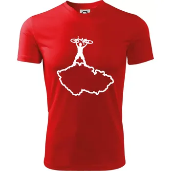 Chlapecké tričko Mapa ČR - cyklista na prsou - Dětské triko sportovní (dresovina) - 158 cm/12 let ( Červená )
