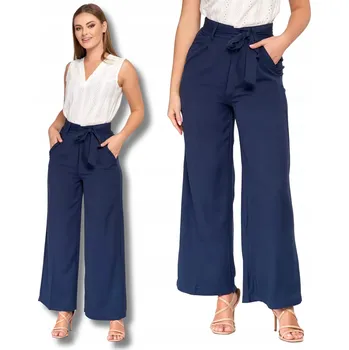 Široké dámské kalhoty s vysokým pasem, elegantní viskóza MORAJ 4XL