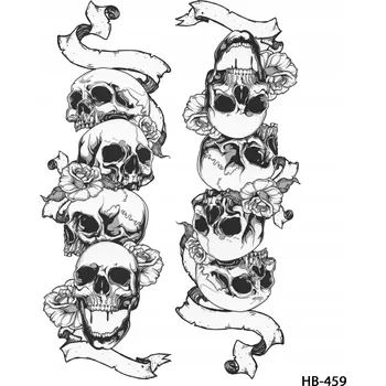 Odstranitelné tetování Tetování dočasné omyvatelné 14,8 x 21 cm černé lebky růže