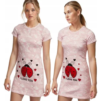 Dámské pyžamo Pohodlné dámské pyžamo košile noční beruška červená Edoti ULR258 vel. M