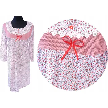 Dámská noční košile Noční bavlněná Košile s dlouhým rukávem, výšivkou/krajkou SENTINA, velikost 3XL