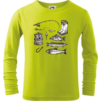 Chlapecké oblečení Rybářský set - Triko dětské Long Sleeve - 122 cm/6 let ( Limetková )