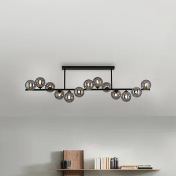 Schöner Wohnen stropní světlo Dubai, kouřové sklo, 13 žárovek, G9 - Baldachin – délka 50 cm, šířka 5 cm, výška 2,5 cm černá, kouřově šedá 13 x 3 W LED - Doprava zdarma