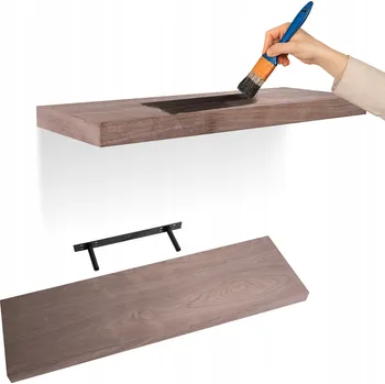 police Nástěnná police dřevěná samonosná 80 cm - Viilu - Ořech přírodní dýha