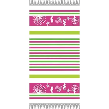 Plážová osuška DELTA, MOŘE PROUŽKY, růžová, froté, 90x170cm