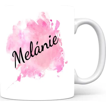 Hrnek se jménem Melánie – růžový akvarel