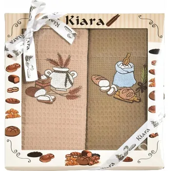 Utěrka Utěrky KIARA 160 vaflové vyšívané, dárkové balení, modrý pytel a pečivo na…