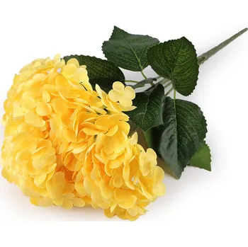 umělá květina Umělá kytice hortenzie, střední, 2 žlutá světlá