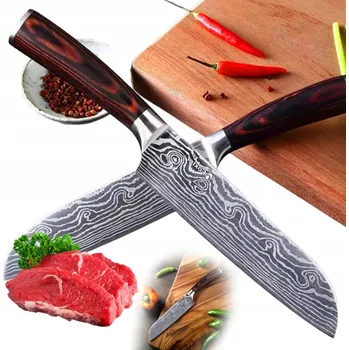 Kuchyňský nůž NŮŽ ŠÉFKUCHAŘE OSTRÝ KUCHYŇSKÝ SEKÁČ JAPONSKÝ 22CM LOVECKÝ ZDOBENÝ OSTRÝ