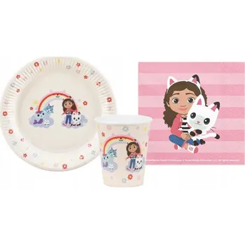 Party nádobí SADA GÁBININ KOUZELNÝ DOMEK TALÍŘKY HRNÍČKY UBROUSKY NAROZENINY PÁRTY