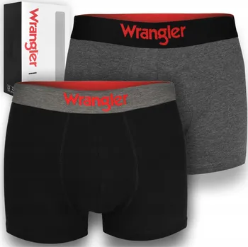 Boxerky WRANGLER Pánské boxerky TRUNK Bavlna 22055 2 kusy Černé Šedé Velikost M