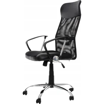 Otočné křeslo černé látkové s nastavitelnou výškou a područkami